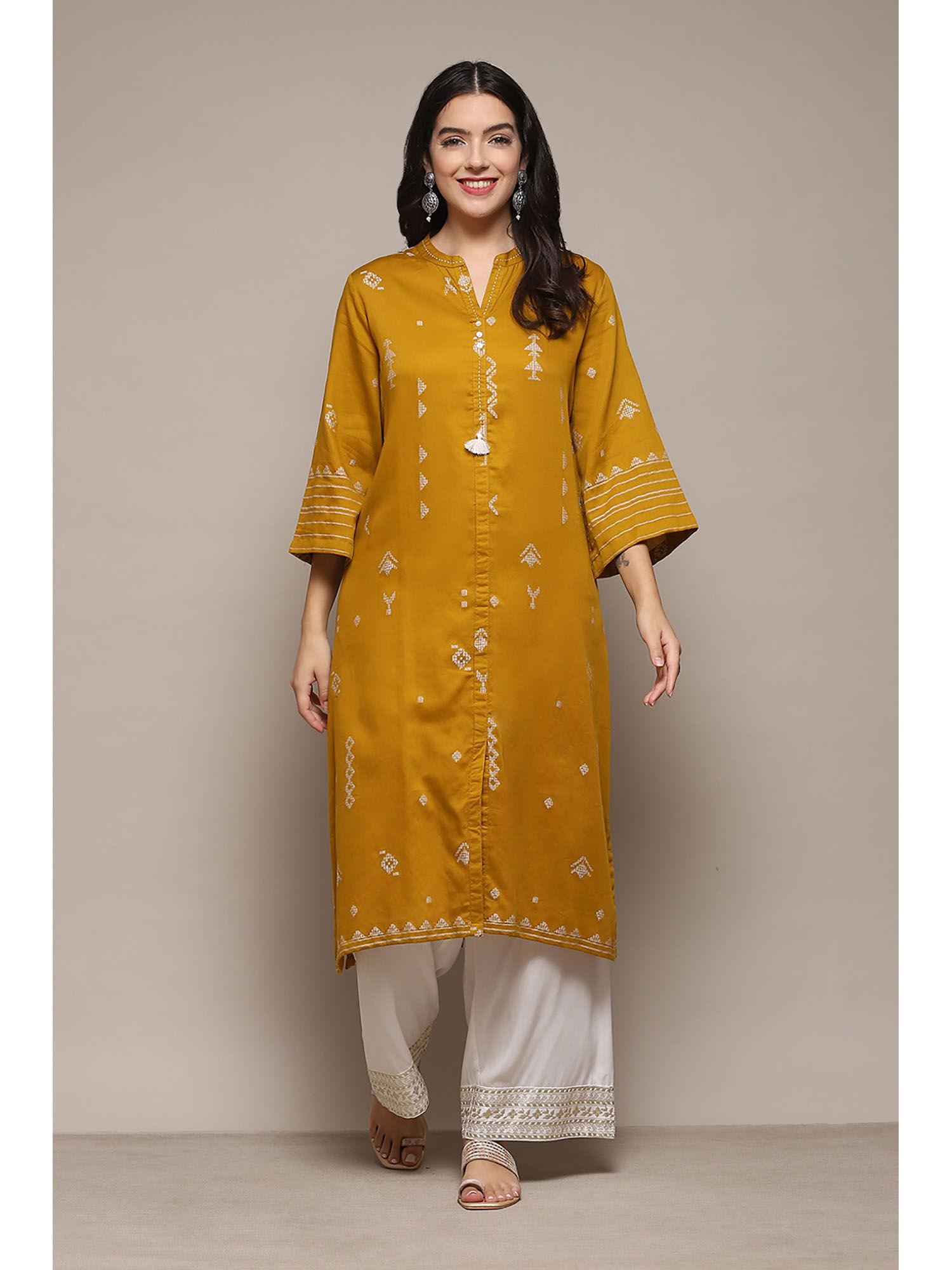 woven mustard kurta