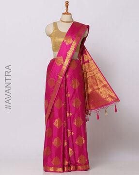 woven mysore silk saree with tassels