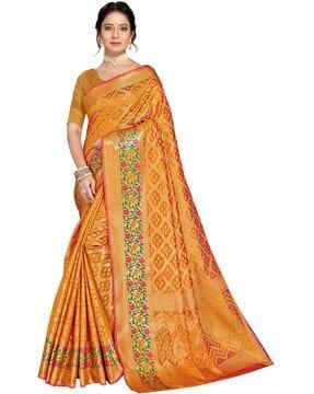 woven organza silk saree with blouse piece