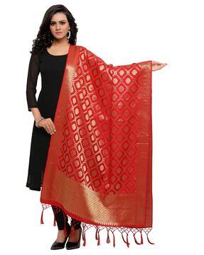 woven pattern dupatta with fringes