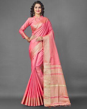 woven pattern saree with tassels