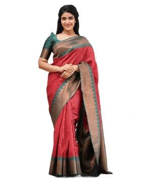 woven pattern saree with zari border