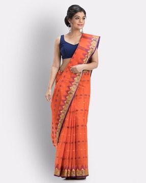 woven pattern saree