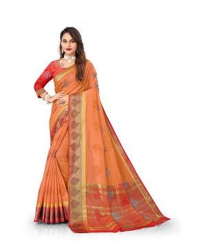 woven pattern traditional saree