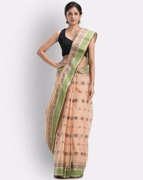 woven saree with contrast border