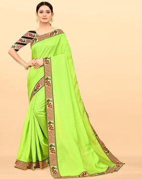 woven saree with contrast border