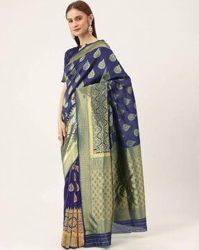 woven saree with contrast border