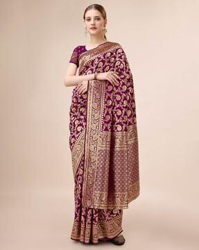 woven saree with contrast border