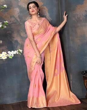 woven saree with contrast border