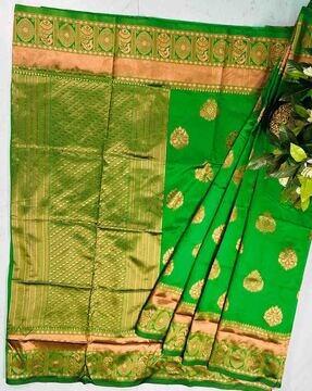 woven saree with contrast border