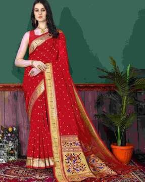 woven saree with contrast border