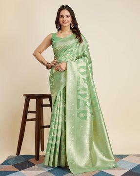 woven saree with contrast border