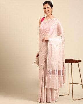 woven saree with contrast border