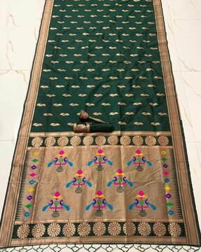 woven saree with contrast border