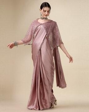 woven saree with embellished border