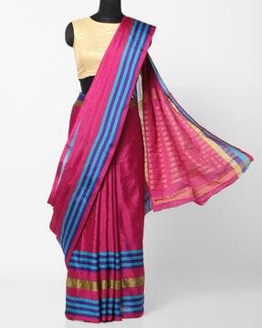 woven saree with stripes