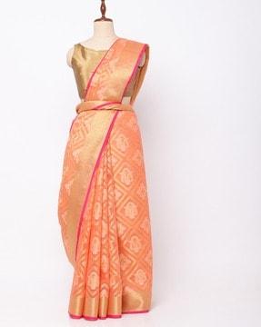 woven saree with zari border