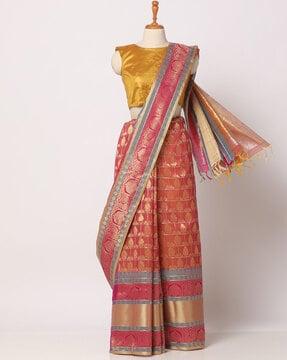 woven saree with zari border