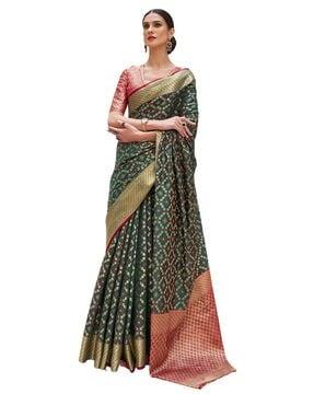 woven saree with zari border