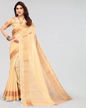 woven saree with zari border