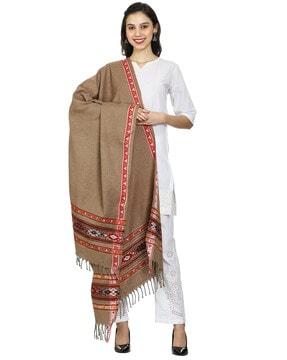 woven shawl with tassels