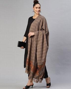 woven shawl with tassels