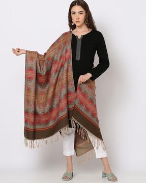 woven shawl with tassels