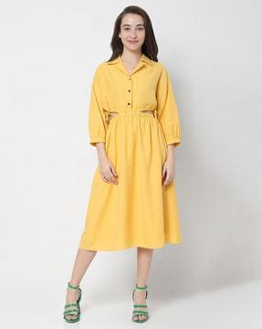 woven shirt dress with cutouts