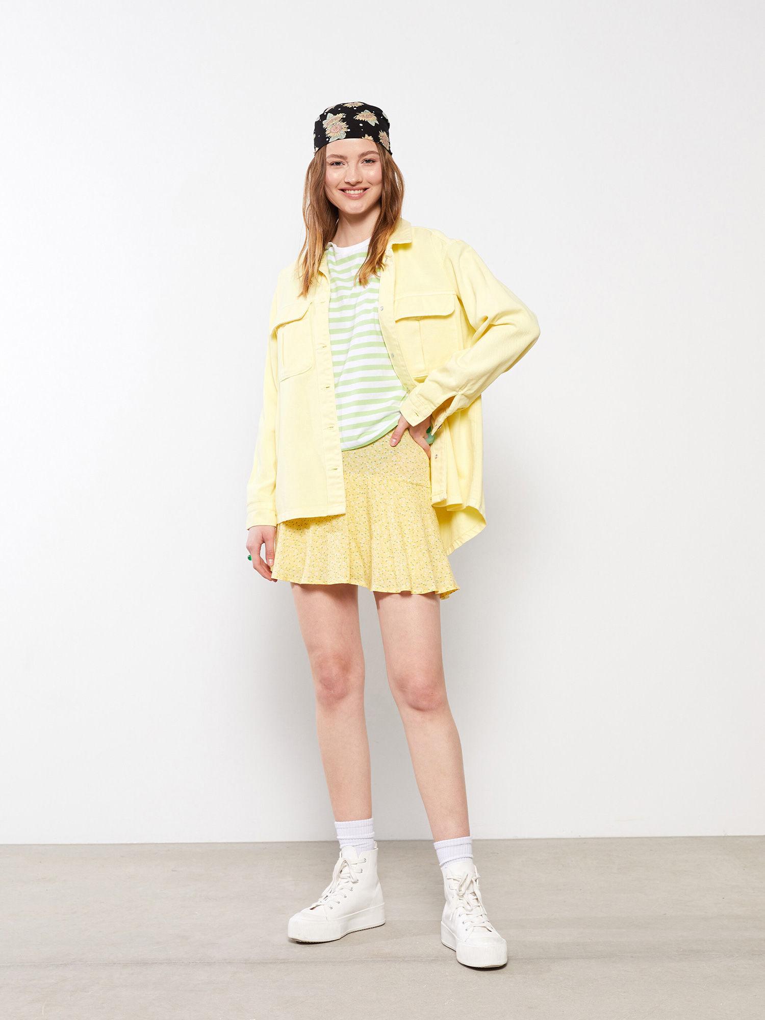 woven short skirt yellow