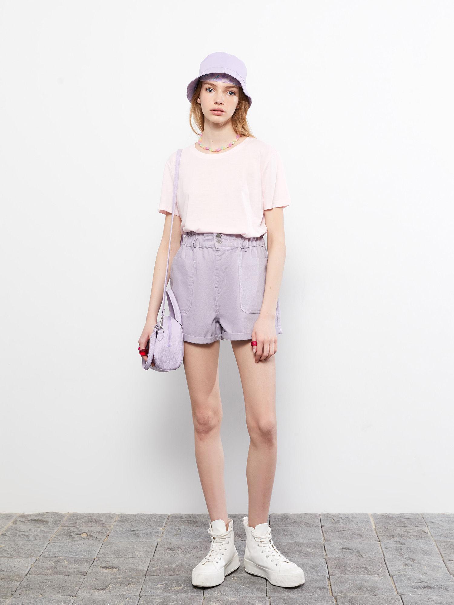 woven shorts purple