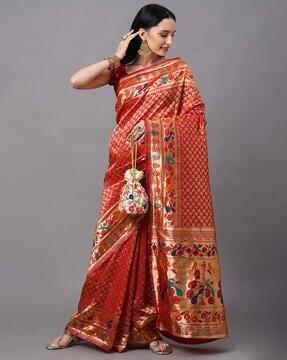 woven silk saree with thick border