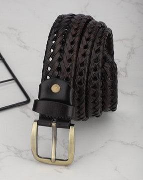 woven slim belt with tang-buckle