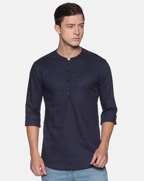 woven slim fit short kurta