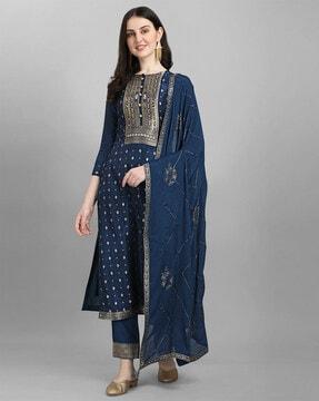 woven straight kurta set