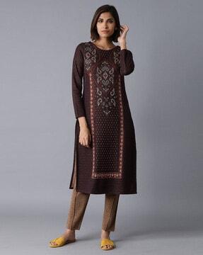 woven straight kurta