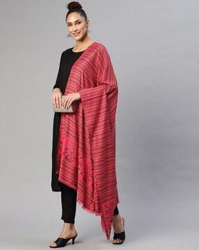woven striped print shawl