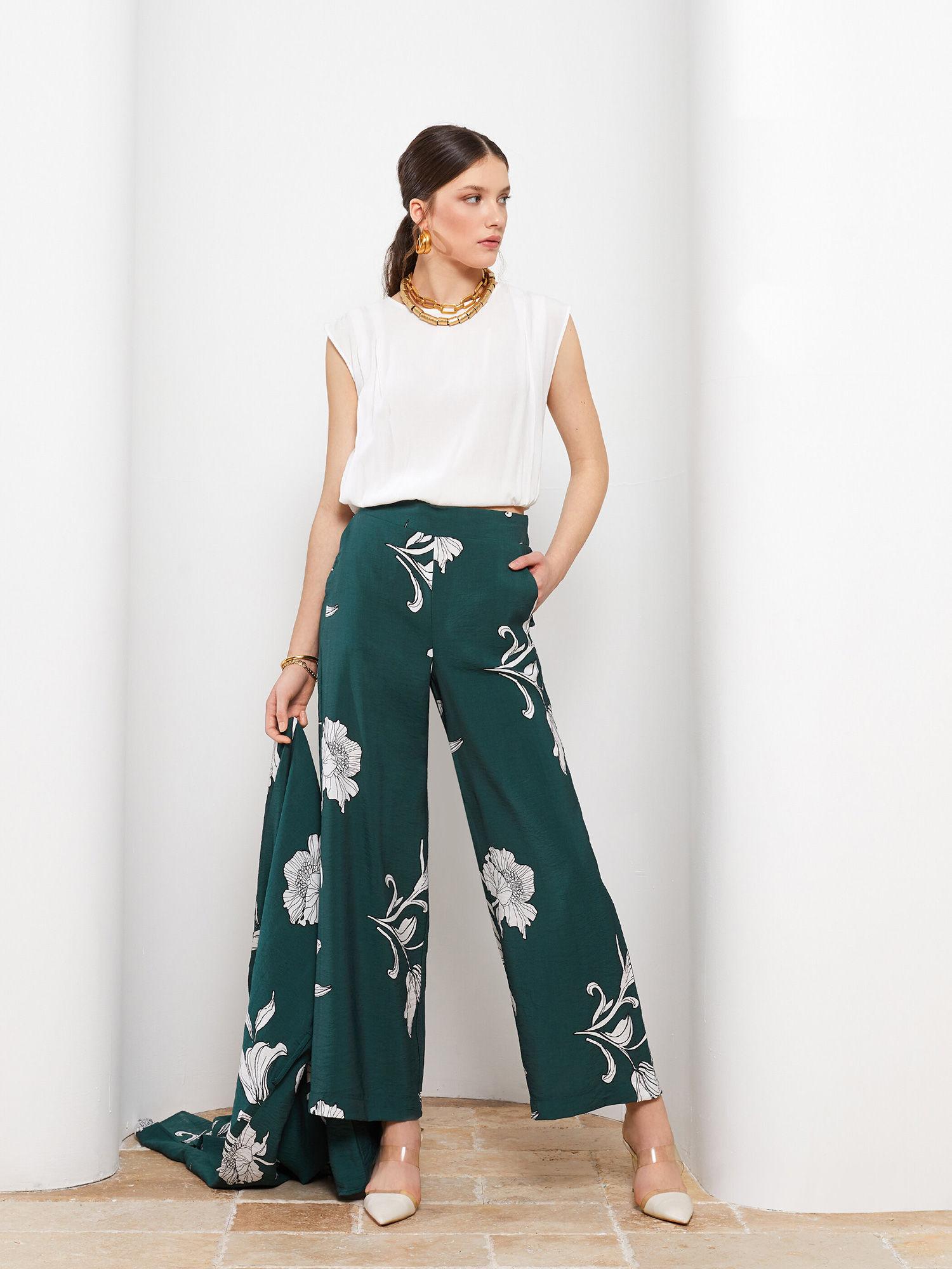 woven trousers green