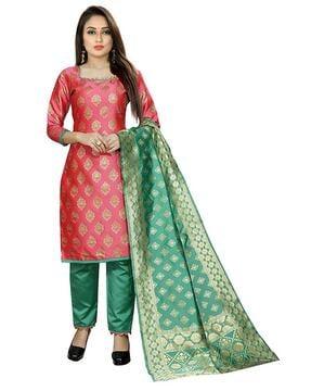 woven unstitched dress material with dupatta