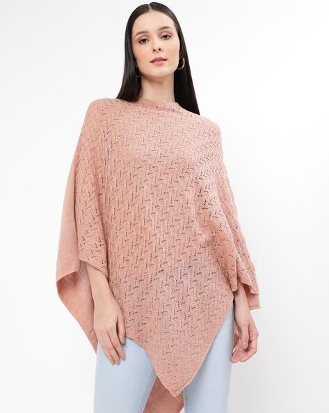 woven v-neck poncho tunic