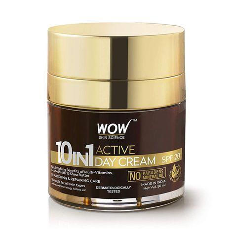 wow skin science cream 10 in 1 age miracle face cream- day cream with spf 20- no parabens & mineral oil - 50ml