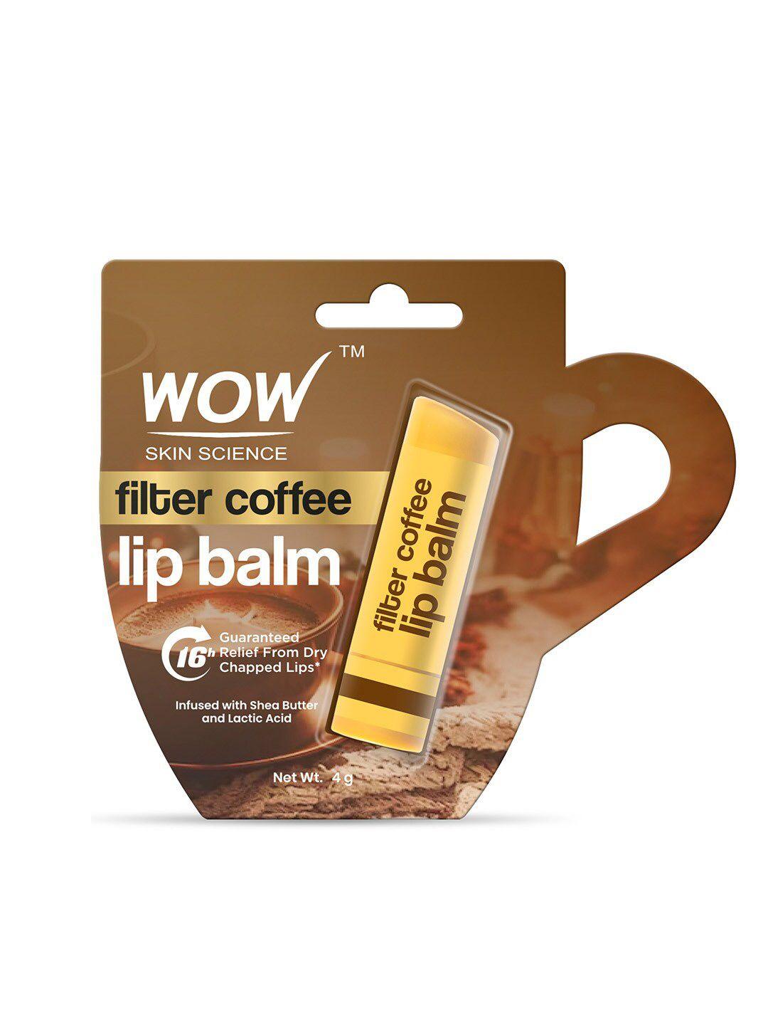 wow skin science filter coffee lip balm with shea butter & lactic acid 4 g - brown