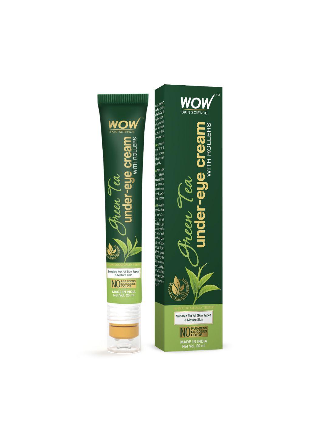 wow skin science green tea under eye cream with rollers - 20 ml