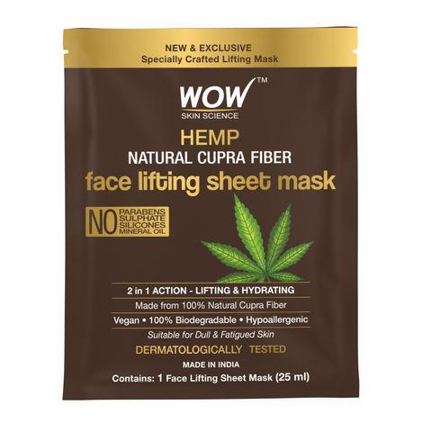 wow skin science hemp natural cupra fiber face lifting sheet mask - prevents uv damage and repairs skin barrier - 25ml