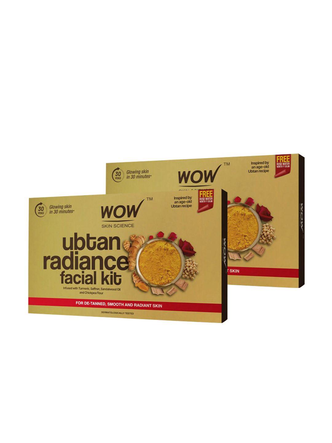 wow skin science pack of 2 ubtan radiance facial kit for glowing skin with free rose water