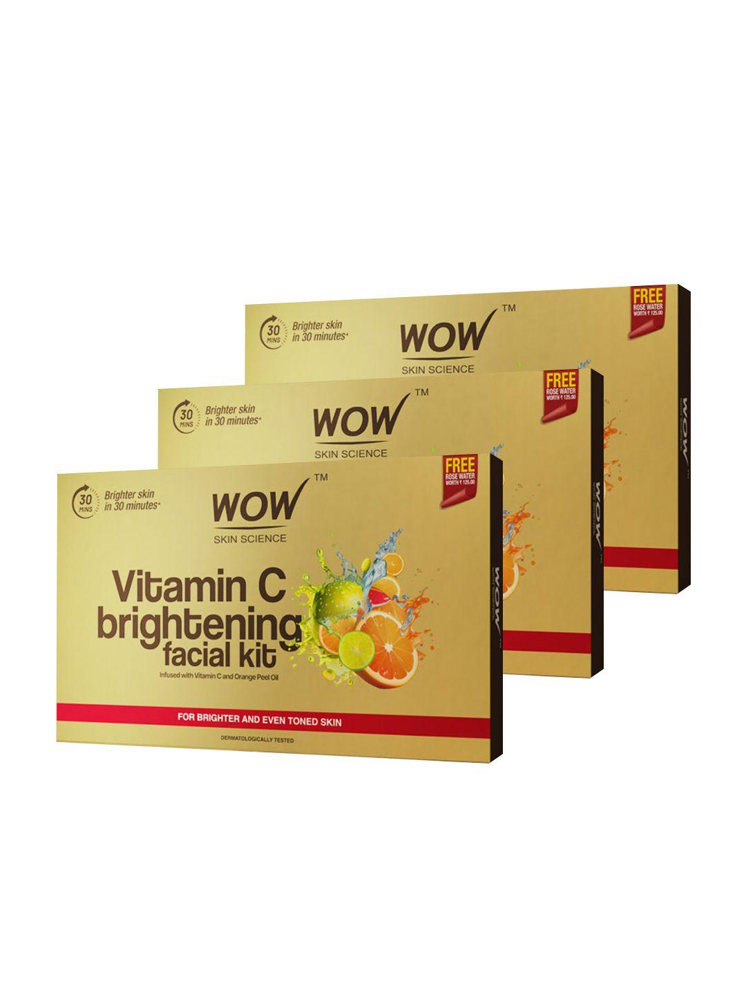 wow skin science set of 3 vitamin c brightening facial kit with free rose water