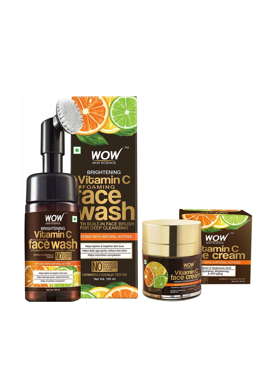 wow skin science set of vitamin c face cream & brightening vitamin c foaming face wash