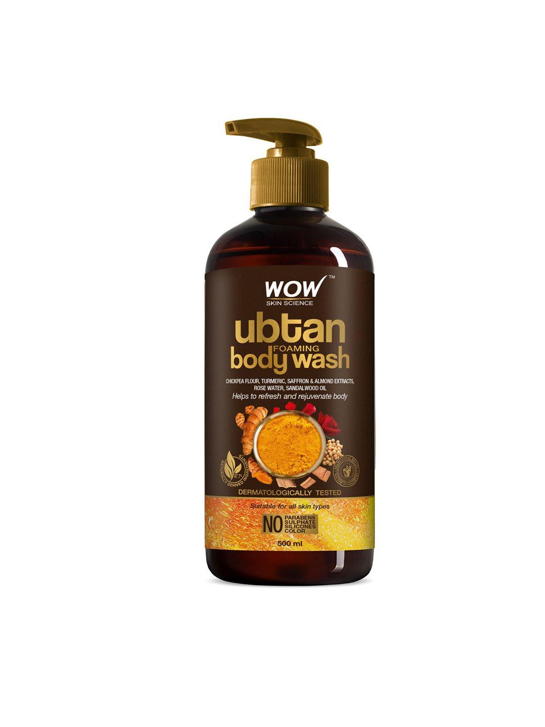 wow skin science ubtan foaming body wash with chickpea flour & almond extract - 500ml