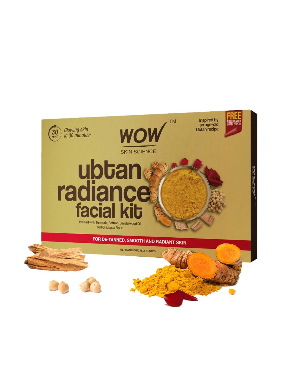 wow skin science ubtan radiance facial kit for glowing skin with free rose water