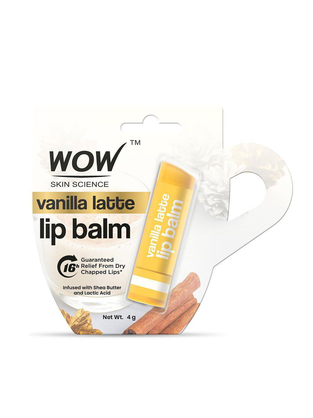 wow skin science vanilla latte lip balm with shea butter & lactic acid 4 g - white