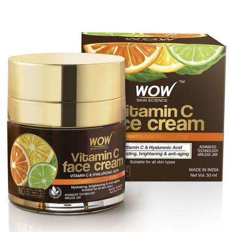 wow skin science vitamin c cream for skin whitening - brightening and hyperpigmentation. no parabens, silicones, color, mineral oil & synthetic fragrance - 50ml